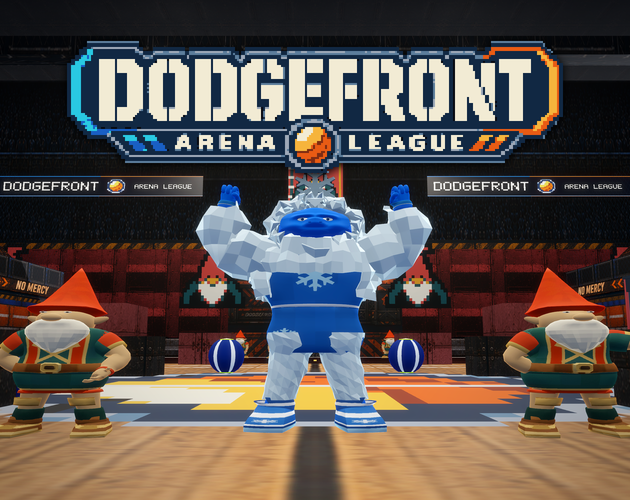 A yeti and two gnomes on the Dodgefront dodgeball court